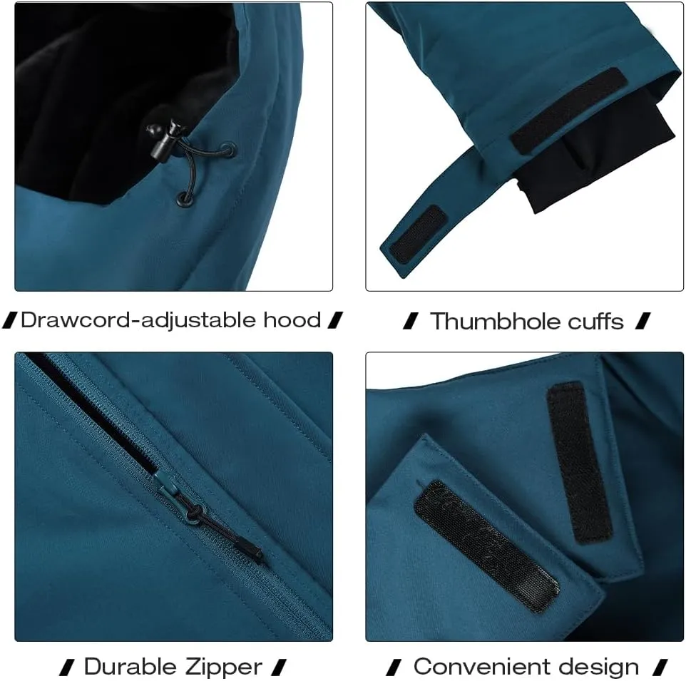 CAMEL CROWN Mens Winter Coat Waterproof Ski Jacket with Fleece Lining Warm Windproof for Snow Rain Outdoor Hiking Mountain