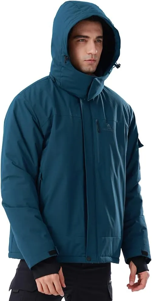 CAMEL CROWN Mens Winter Coat Waterproof Ski Jacket with Fleece Lining Warm Windproof for Snow Rain Outdoor Hiking Mountain