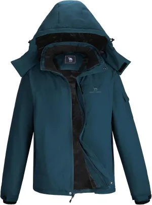 CAMEL CROWN Mens Winter Coat Waterproof Ski Jacket with Fleece Lining Warm Windproof for Snow Rain Outdoor Hiking Mountain