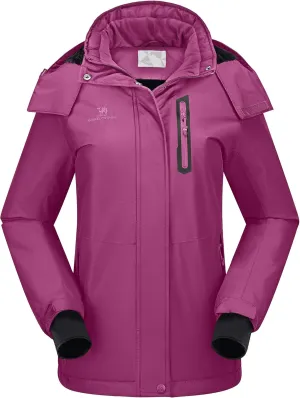 CAMEL CROWN Women's Ski Jacket Waterproof Warm Winter Snow Coat Hooded Mountain Outdoor Windbreaker Windproof Jacket
