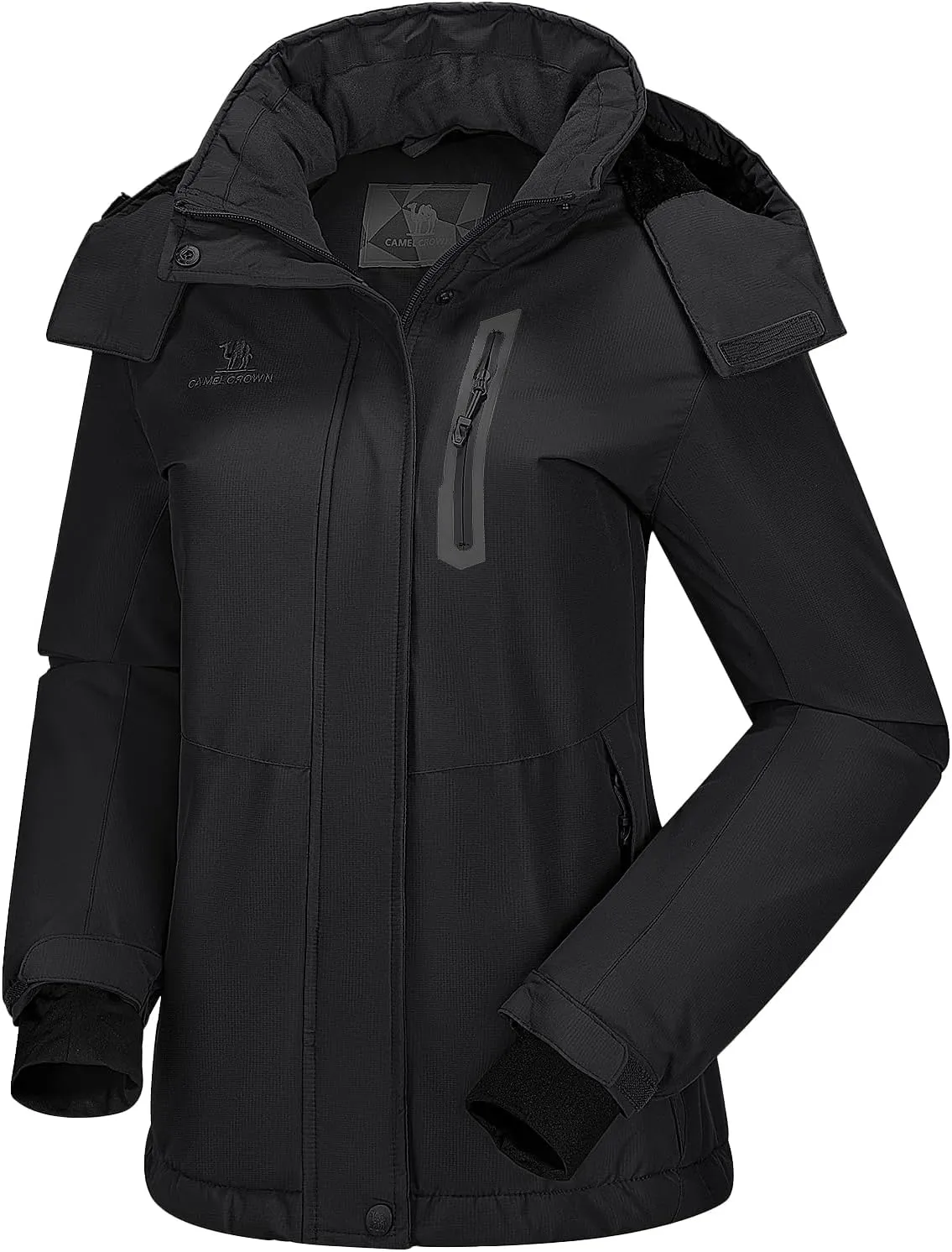 CAMEL CROWN Women's Ski Jacket Waterproof Warm Winter Snow Coat Hooded Mountain Outdoor Windbreaker Windproof Jacket
