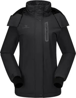 CAMEL CROWN Women's Ski Jacket Waterproof Warm Winter Snow Coat Hooded Mountain Outdoor Windbreaker Windproof Jacket