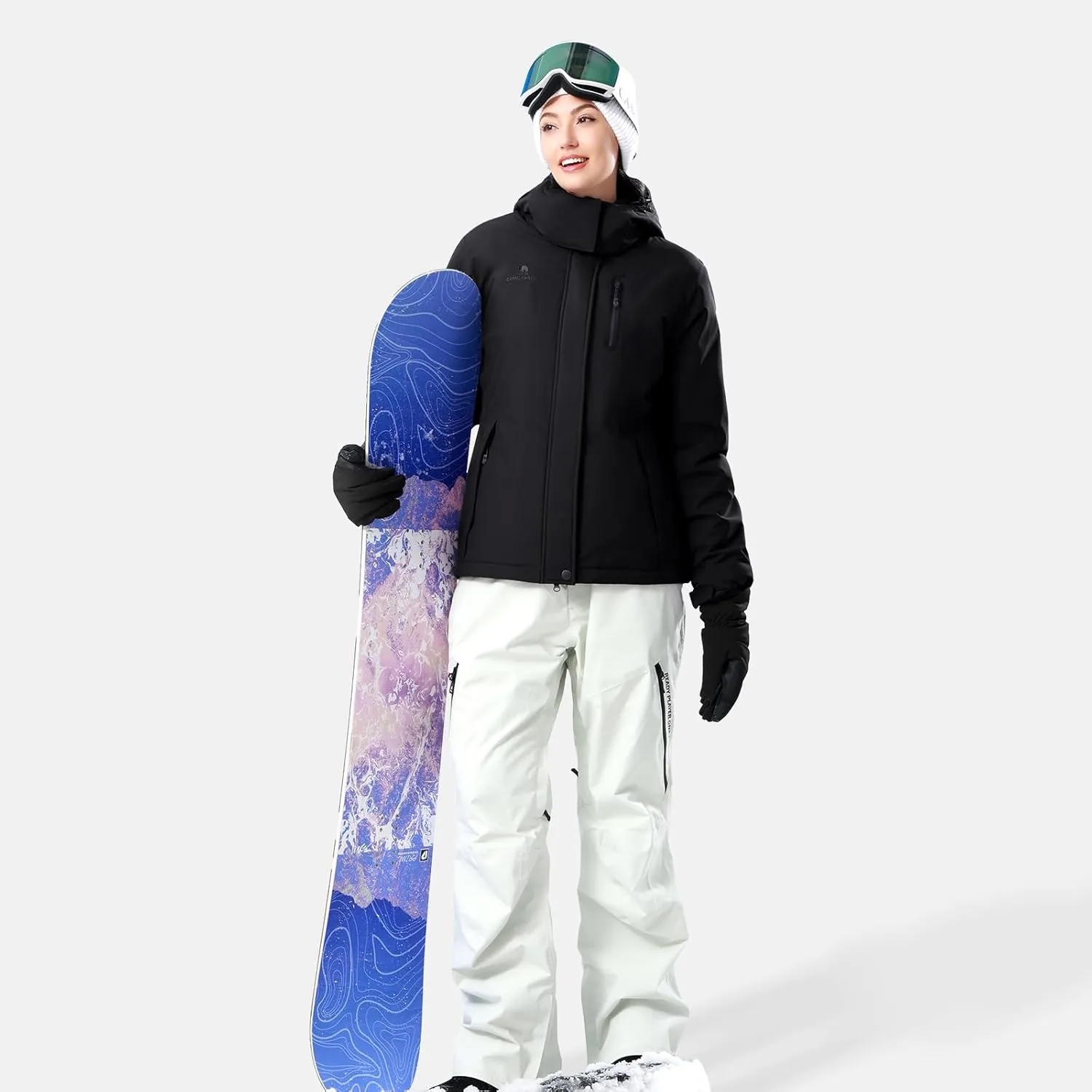 CAMEL CROWN Women's Ski Jacket Waterproof Warm Winter Snow Coat Hooded Mountain Outdoor Windbreaker Windproof Jacket