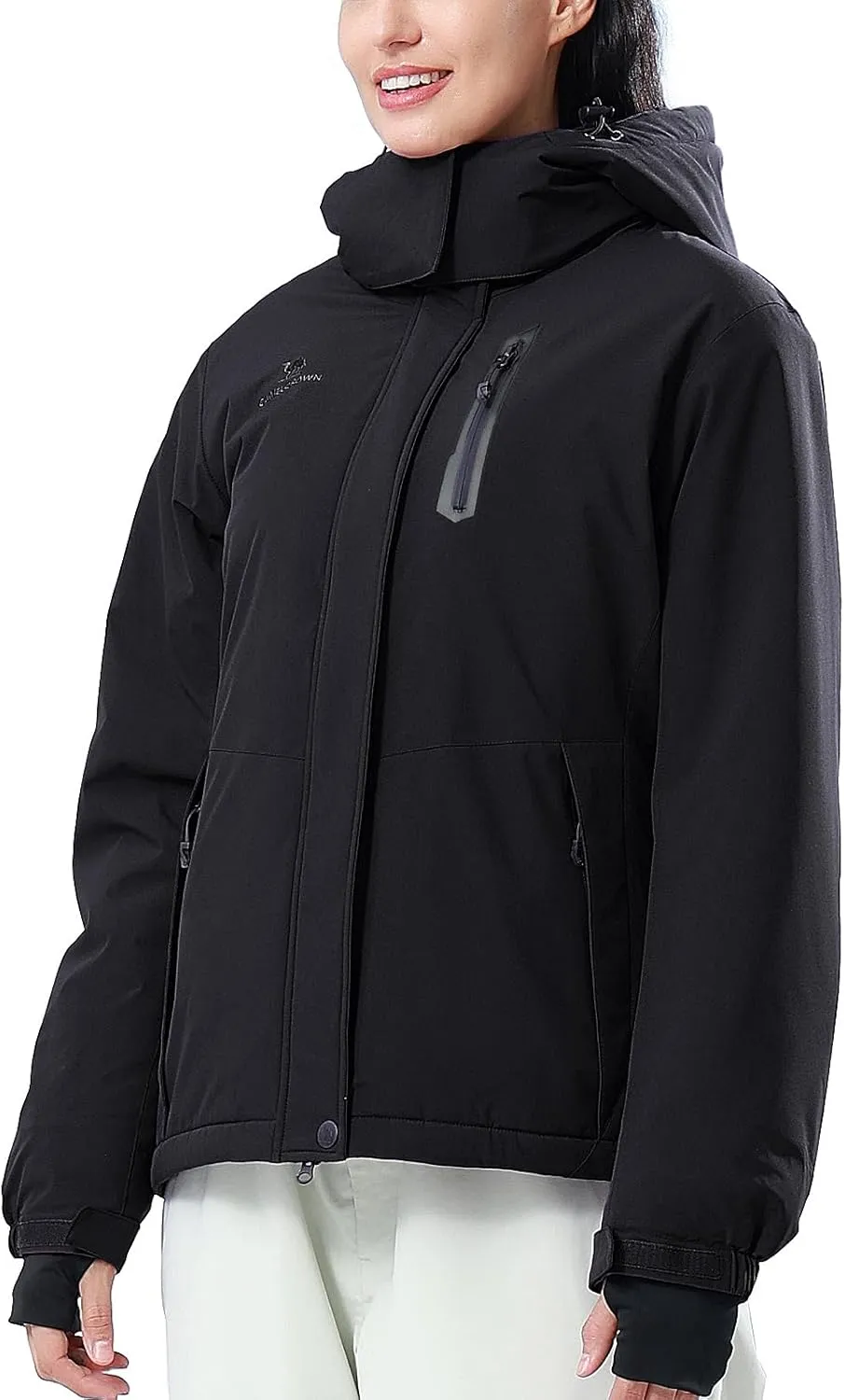 CAMEL CROWN Women's Ski Jacket Waterproof Warm Winter Snow Coat Hooded Mountain Outdoor Windbreaker Windproof Jacket