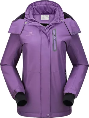 CAMEL CROWN Women's Ski Jacket Waterproof Warm Winter Snow Coat Hooded Mountain Outdoor Windbreaker Windproof Jacket