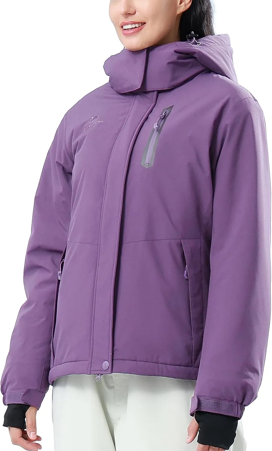CAMEL CROWN Women's Ski Jacket Waterproof Warm Winter Snow Coat Hooded Mountain Outdoor Windbreaker Windproof Jacket