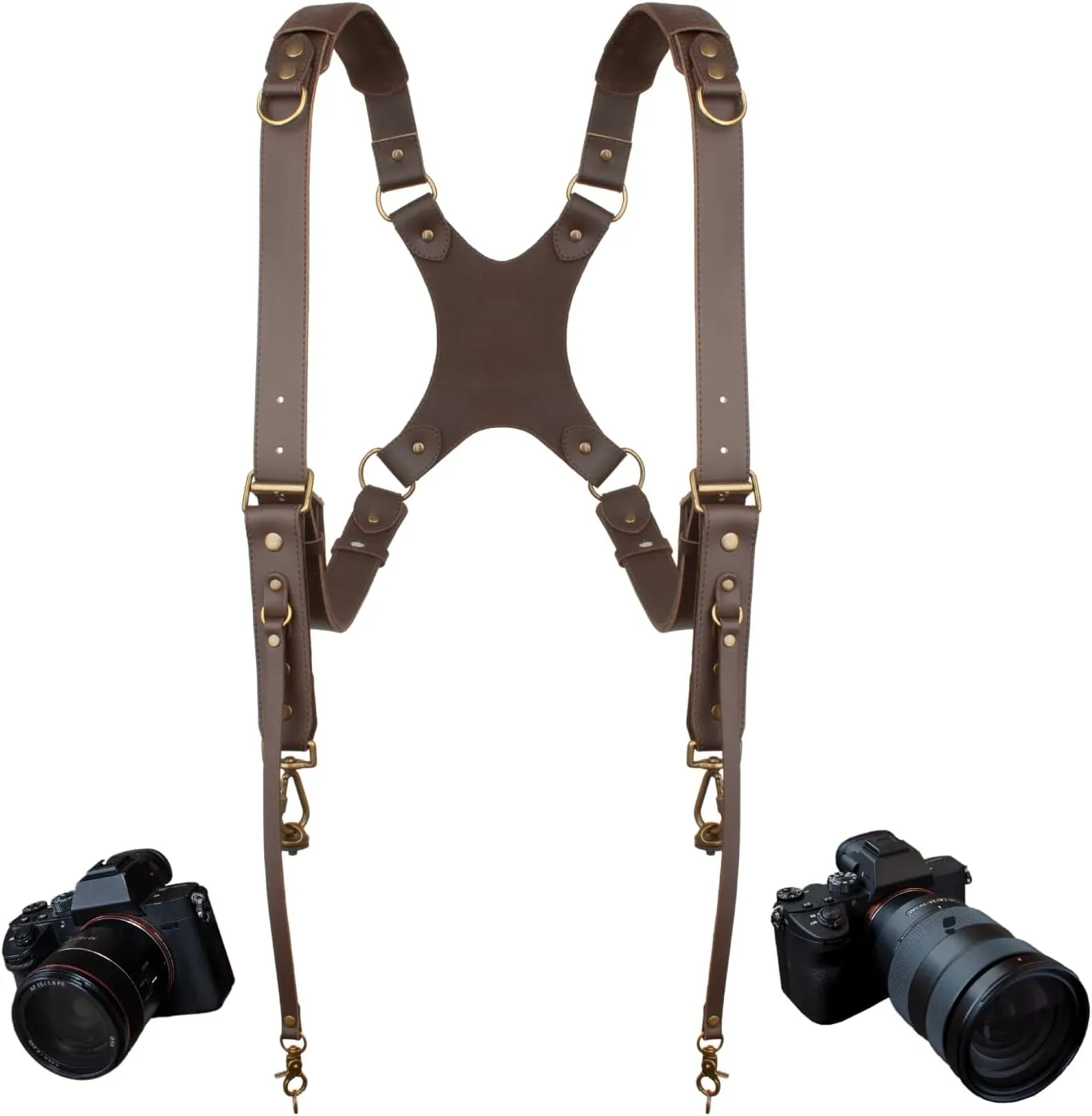 Camera Harness Strap for 2 Cameras,Dual Leather Camera Harness for DSLR/SLR,Camera Shoulder Strap for Photographers