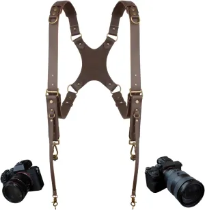 Camera Harness Strap for 2 Cameras,Dual Leather Camera Harness for DSLR/SLR,Camera Shoulder Strap for Photographers