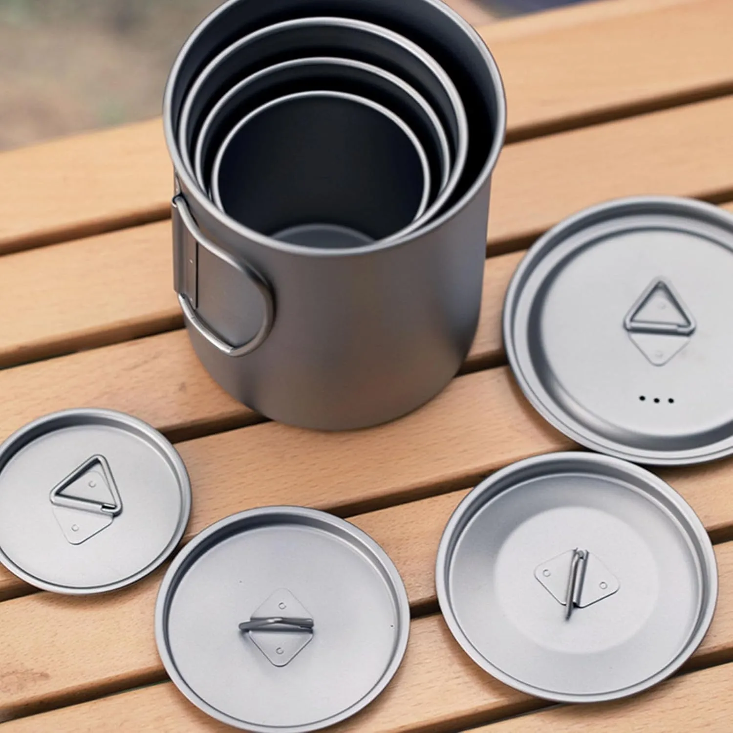Camping Coffee Cup with Lid, Cooking Drinking Water Cup Outdoor Kitchen Equipment Travel Cookware Drink Cup Tourist Mug