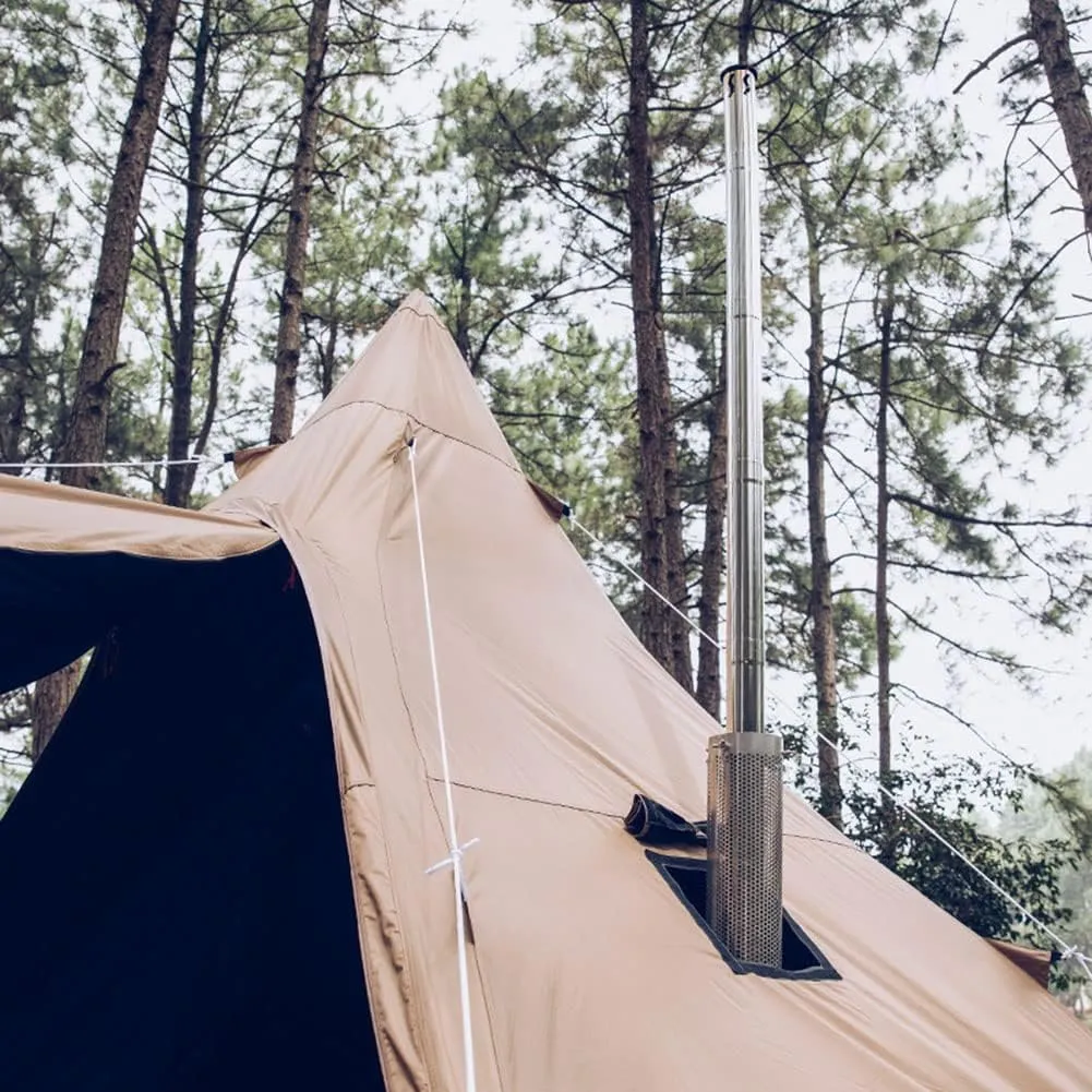 Camping Indian Teepee Tent for 5-8 Person Lightweight Pyramid Tent Double Layer for Mountaineering Hiking Camping (Khaki 420x420x260cm) (Khaki 420x420x260cm)