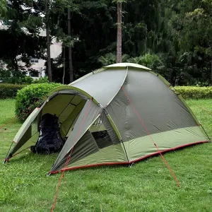 Camping-Tents 2-3 Person Portable Waterproof Tents Ventilated Mesh Windows for Camping Backpacking Hiking Outdoor Music Festivals Green
