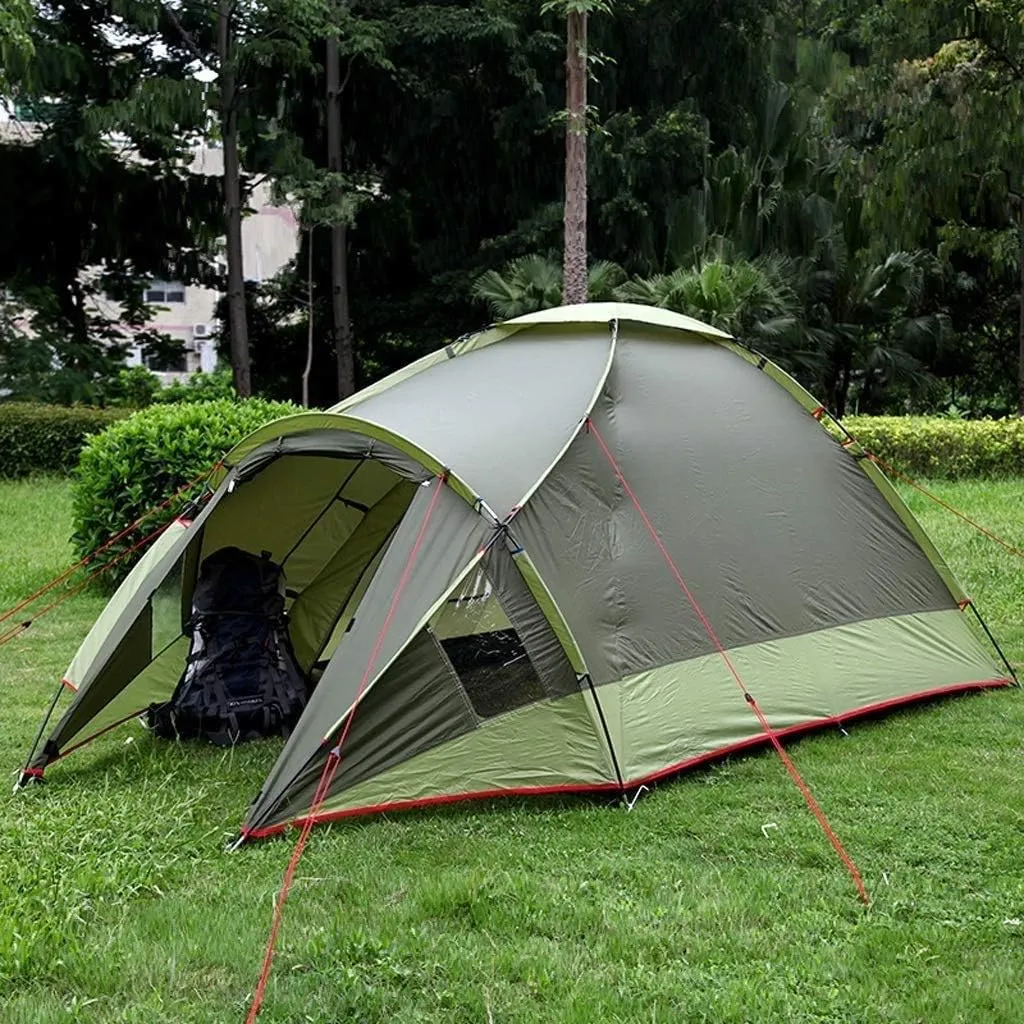 Camping-Tents 2-3 Person Portable Waterproof Tents Ventilated Mesh Windows for Camping Backpacking Hiking Outdoor Music Festivals Green