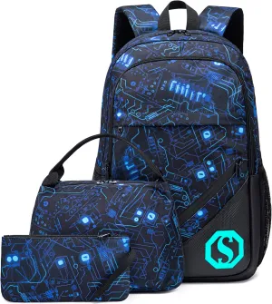 CAMTOP School Backpack Boys Girls Kids School Bookbag Set Student Backpack with Lunch Box and Pencil Case