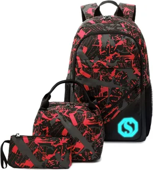 CAMTOP School Backpack Boys Girls Kids School Bookbag Set Student Backpack with Lunch Box and Pencil Case