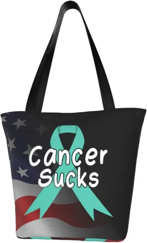 Cancer Sucks Ovarian Cancer Awareness Fashion Shoulder Bag Large Capacity For Man Or Woman