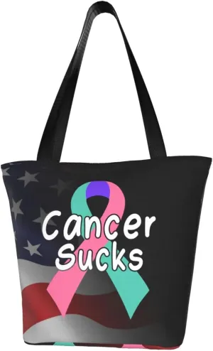 Cancer Sucks Thyroid Cancer Awareness Fashion Shoulder Bag Large Capacity For Man Or Woman