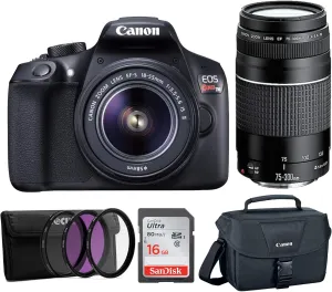 Canon EOS Rebel T6 18MP DSLR 18-55mm, 75-300mm Lenses, Bonus SD Card, and WiFi