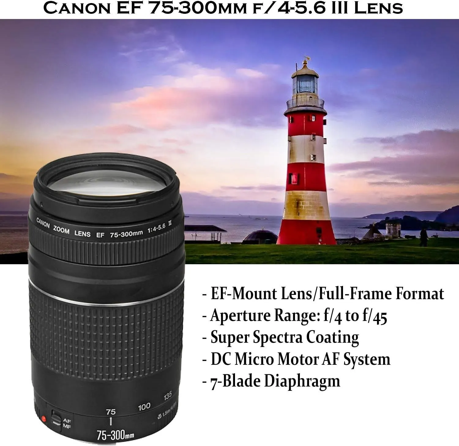 Canon EOS Rebel T7 DSLR Camera with 18-55mm is II Lens   Canon EF 75-300mm f/4-5.6 III Lens and 500mm Preset Lens   32GB Memory   Filters   Monopod   Professional Bundle (Renewed)