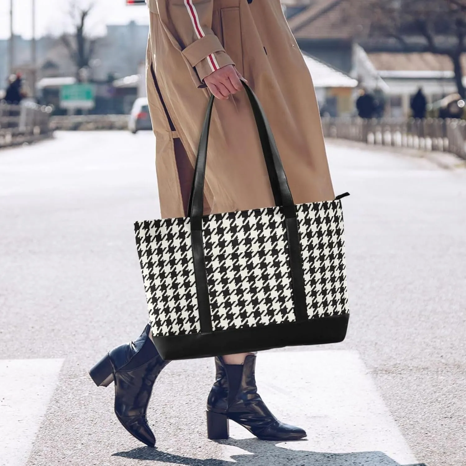 Canvas Laptop Tote Bag for Women - Work & Travel with Zipper