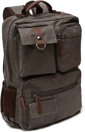 Canvas Vintage Message Travel Bag Rucksack Laptop Backpack,220807-Gery