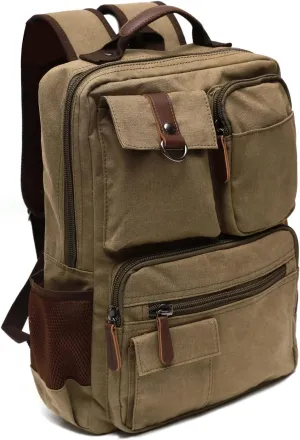 Canvas Vintage Message Travel Bag Rucksack Laptop Backpack,220807-Green