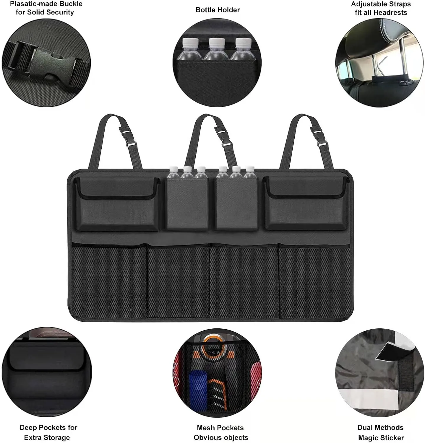 Car Trunk Organizer, Backseat Hanging Organizer with 8 Large Storage Bag Super Capacity -Trunk Organizers for SUV,Truck,Van -Your Space Saving Expert