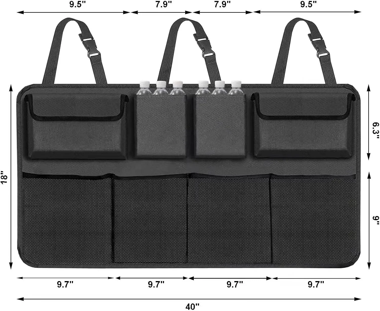 Car Trunk Organizer, Backseat Hanging Organizer with 8 Large Storage Bag Super Capacity -Trunk Organizers for SUV,Truck,Van -Your Space Saving Expert