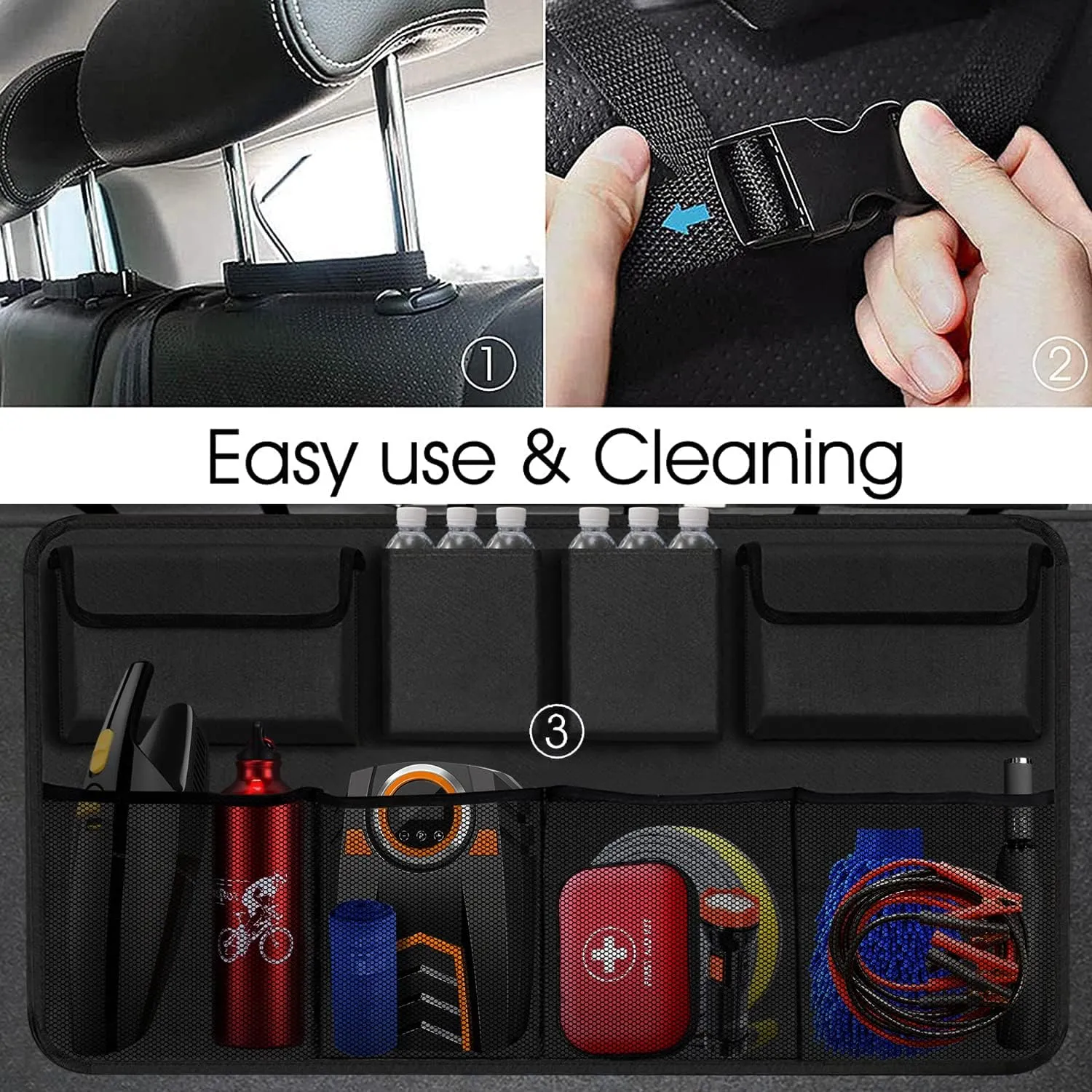Car Trunk Organizer, Backseat Hanging Organizer with 8 Large Storage Bag Super Capacity -Trunk Organizers for SUV,Truck,Van -Your Space Saving Expert