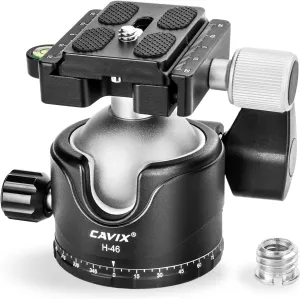 CAVIX Tripod Ball Head with 1/4" Arca Swiss Quick Release Plate Aluminium Tripod Ball Head Mount Large Ball