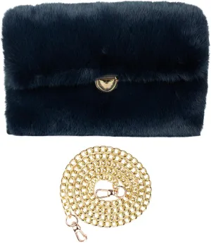 C.C Women's Evening Faux Fur Fuzzy Crossbody Shoulder Bag Envelope Clutch Purse