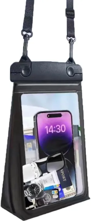 Cell Phone Dry Bag, Waterproof Cell Phone Pouch, Marine Dry Bags for Floating Diving Beach Hiking Camping Mountaineering Sports Outdoor Clear Black