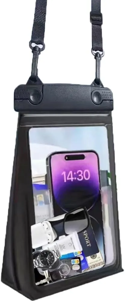 Cell Phone Dry Bag, Waterproof Cell Phone Pouch, Marine Dry Bags for Floating Diving Beach Hiking Camping Mountaineering Sports Outdoor Clear Black