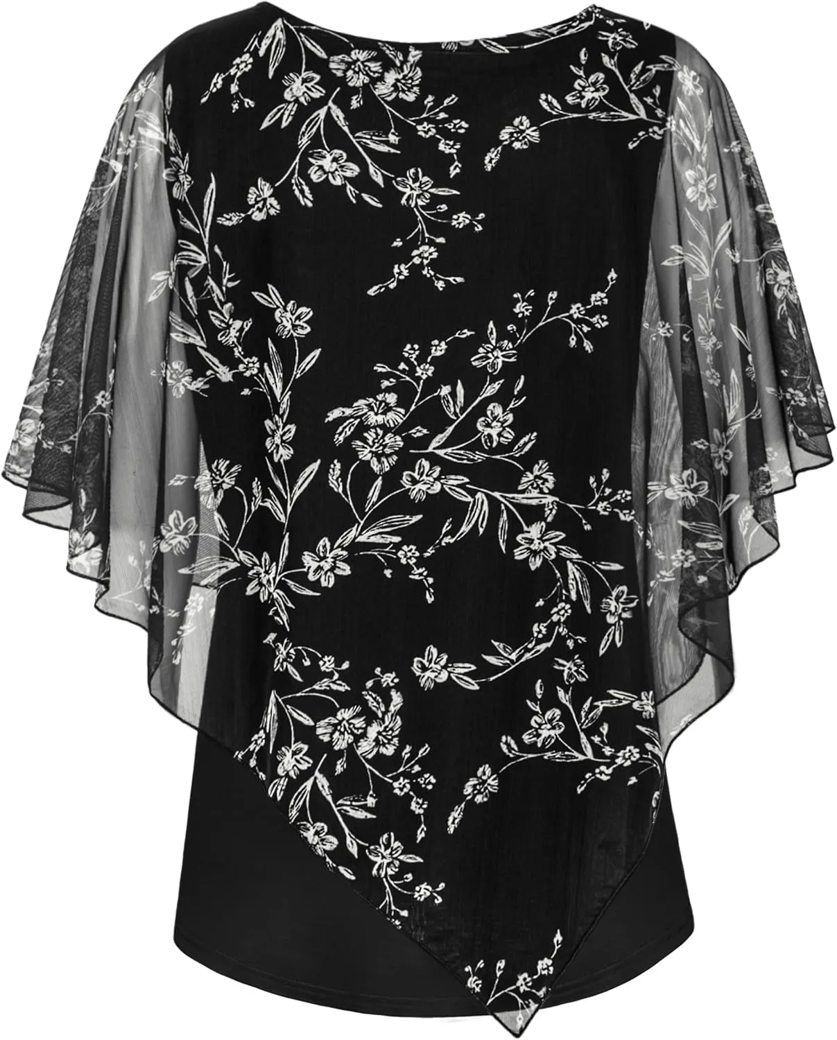 Cestyle Womens Flowy Blouses Dressy Casual Shirts Lightweight Mesh Poncho Tops