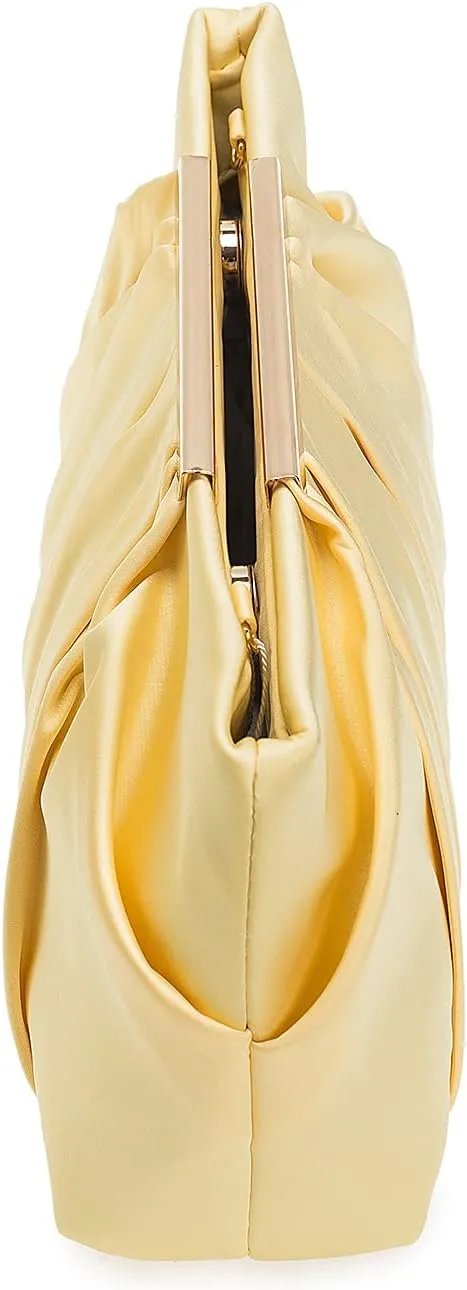 CHARMING TAILOR Clutch Evening Bag Elegant Pleated Satin Formal Handbag Simple Classy Purse for Women