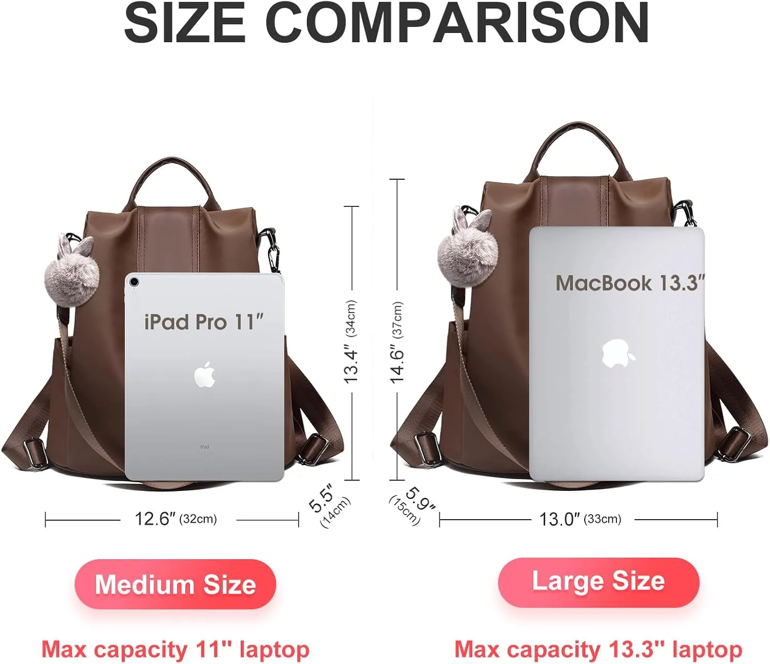 CHARMORE Women Backpack Purse Waterproof Nylon Anti-theft Rucksack Shoulder Bags
