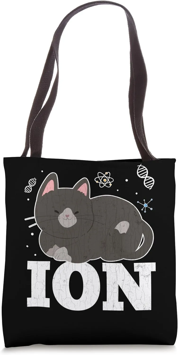 Chemistry Funny Cat Ion Science Student Teacher Graphic Tote Bag