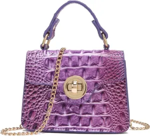 Chic Women Crocodile Leather bags Mini Top-Handle Clutch Compact Evening Bag Stylish Accessory for Essentials