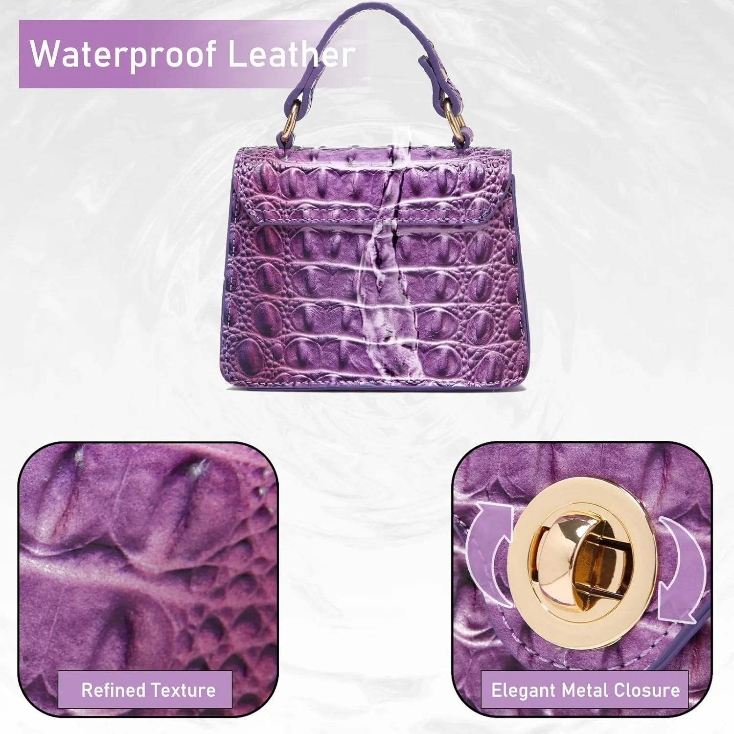 Chic Women Crocodile Leather bags Mini Top-Handle Clutch Compact Evening Bag Stylish Accessory for Essentials