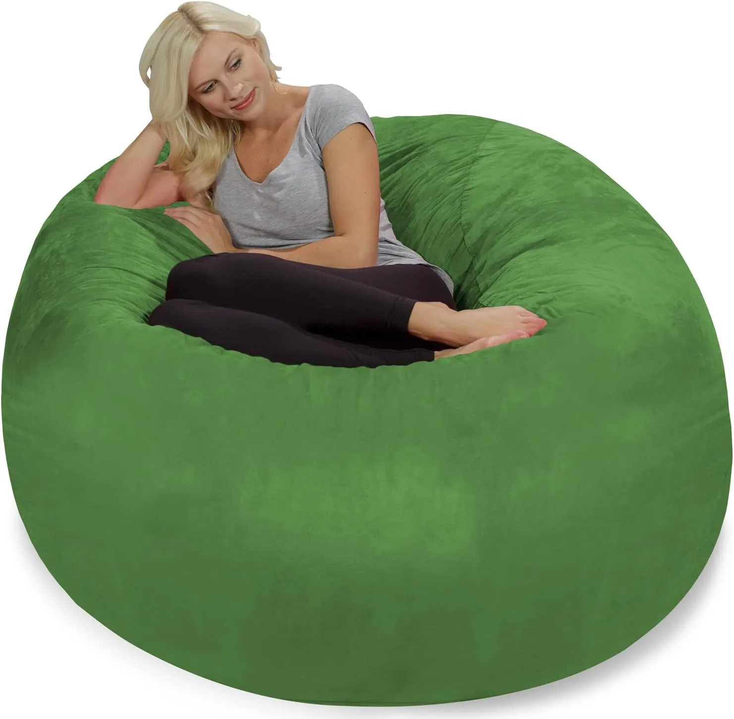 Chill Sack Bean Bag Chair: Giant 5' Memory Foam Furniture Bean Bag - Big Sofa with Soft Micro Fiber Cover - Green