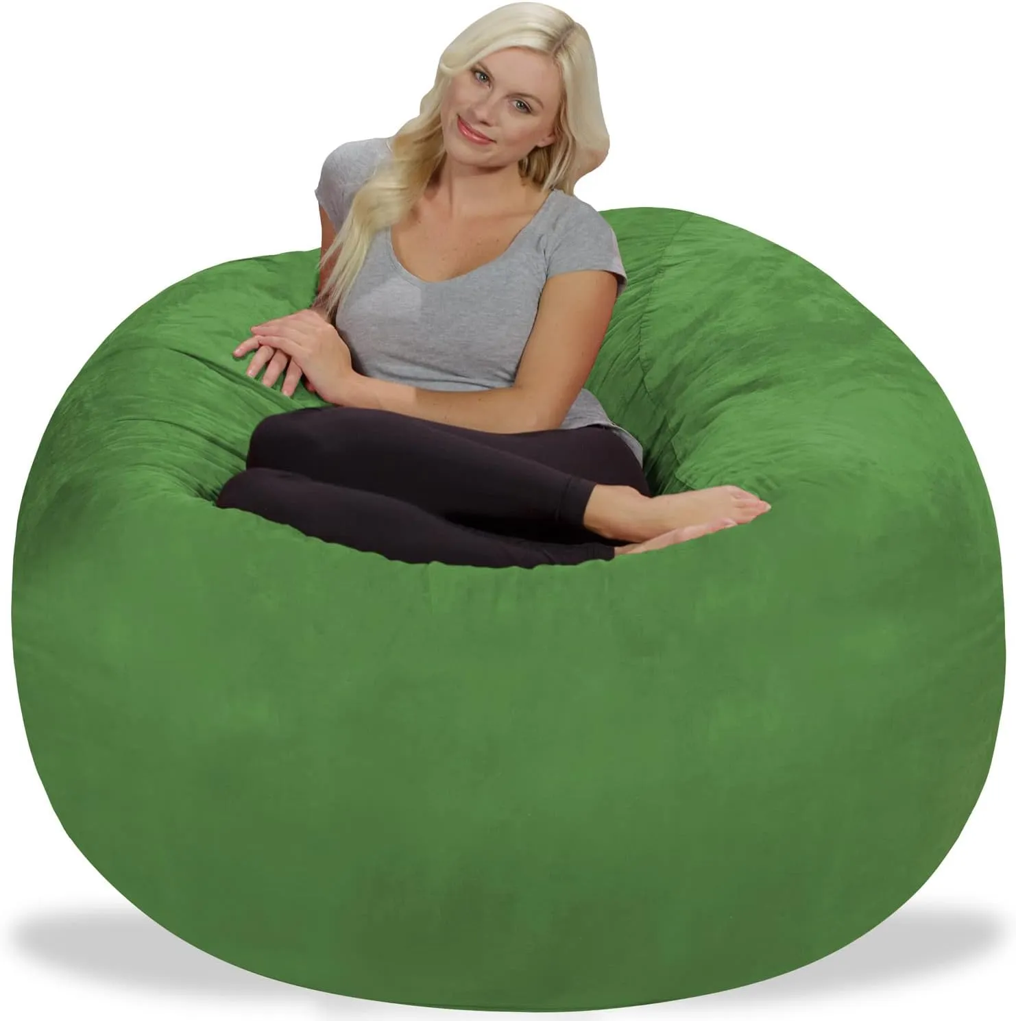Chill Sack Bean Bag Chair: Giant 5' Memory Foam Furniture Bean Bag - Big Sofa with Soft Micro Fiber Cover - Green