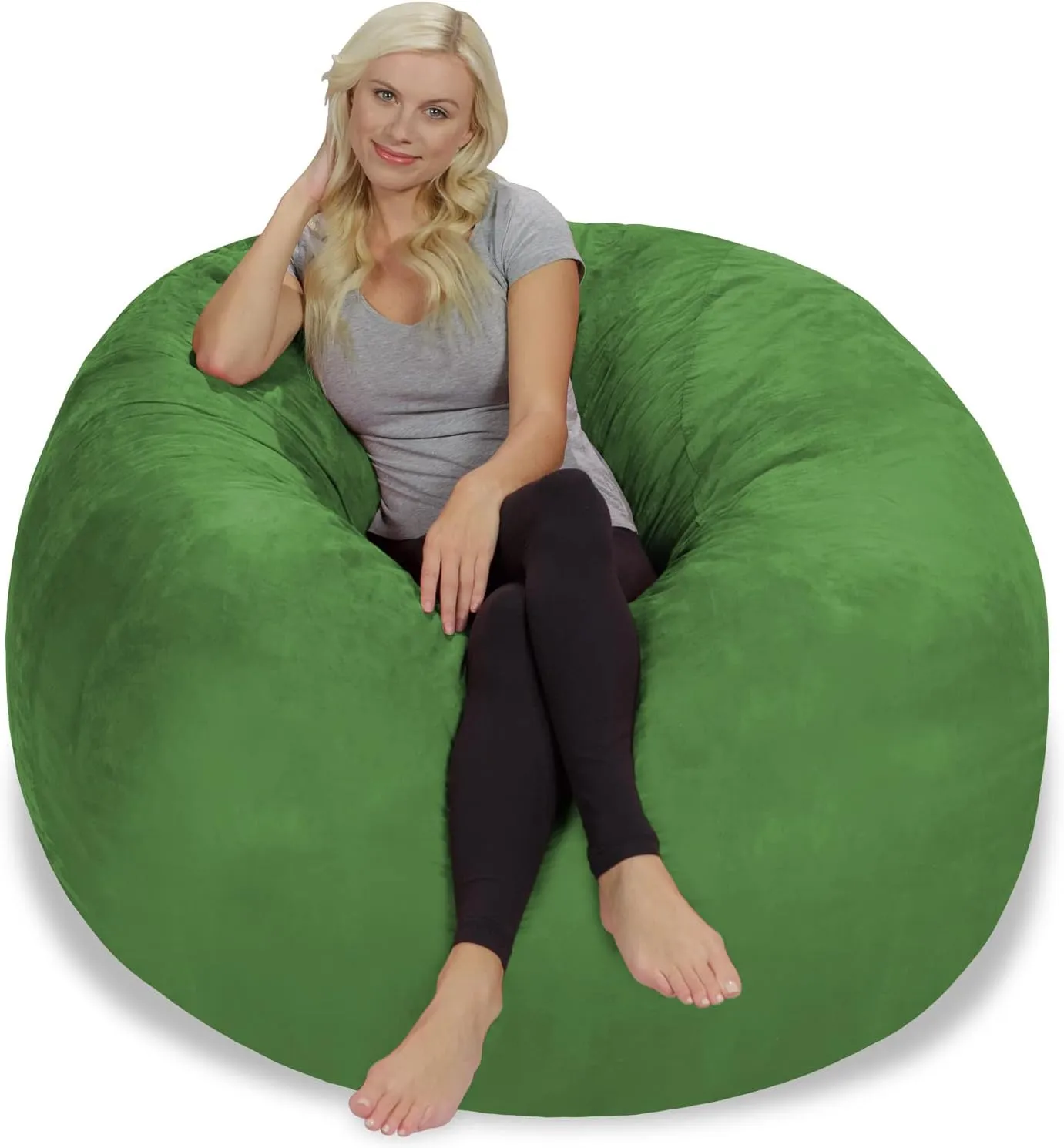 Chill Sack Bean Bag Chair: Giant 5' Memory Foam Furniture Bean Bag - Big Sofa with Soft Micro Fiber Cover - Green