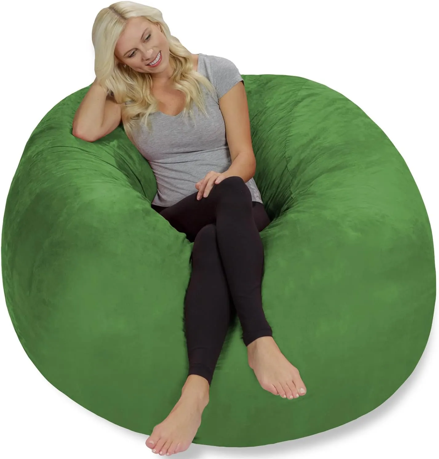 Chill Sack Bean Bag Chair: Giant 5' Memory Foam Furniture Bean Bag - Big Sofa with Soft Micro Fiber Cover - Green