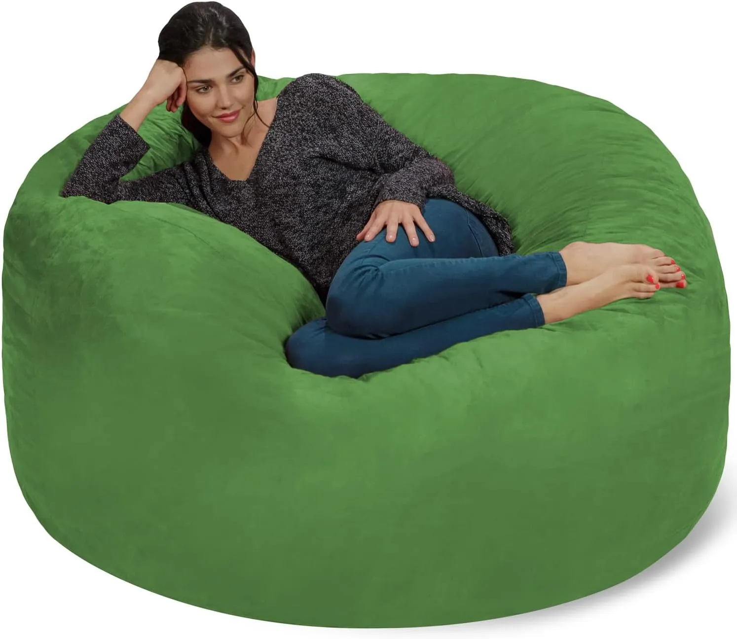 Chill Sack Bean Bag Chair: Giant 5' Memory Foam Furniture Bean Bag - Big Sofa with Soft Micro Fiber Cover - Green