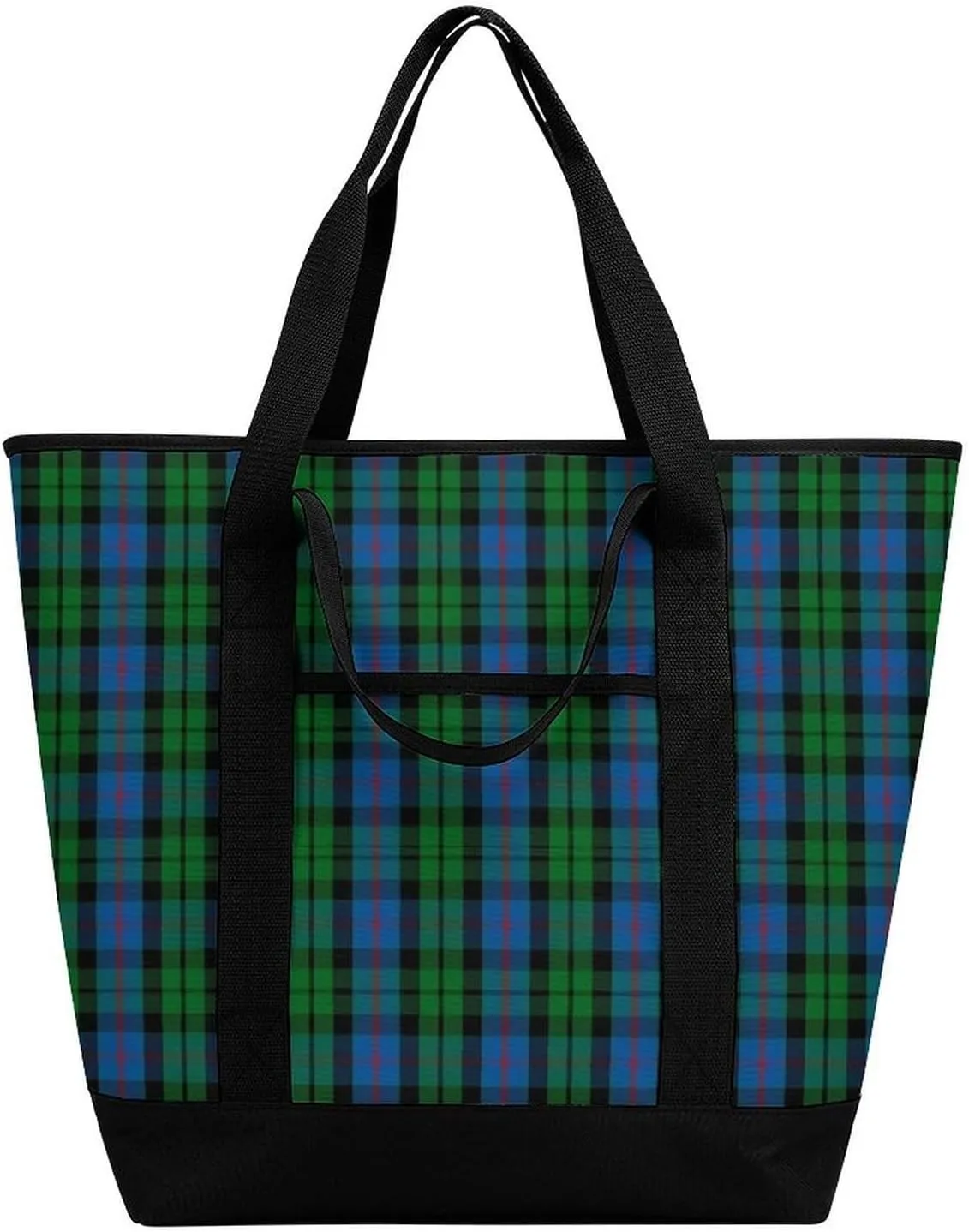 Clan Tartan Blue And Green Fashionable Large Capacity Insulated Shopping Bag