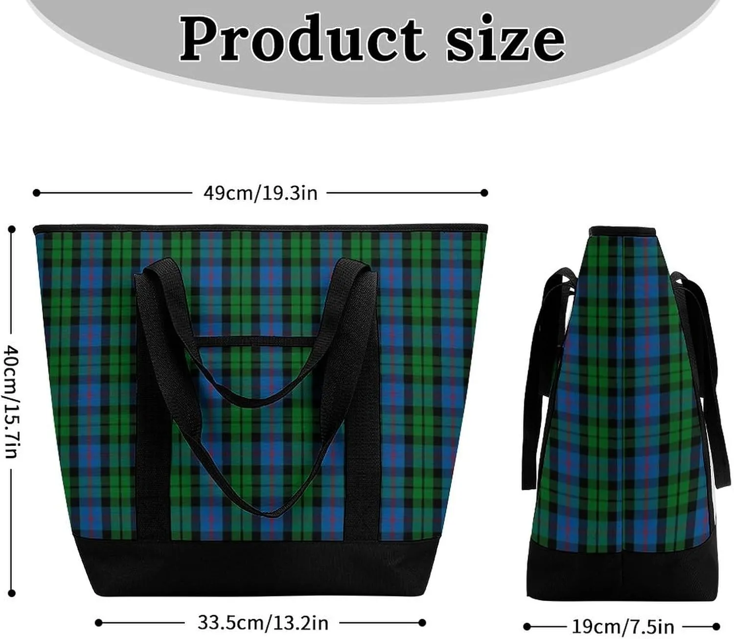 Clan Tartan Blue And Green Fashionable Large Capacity Insulated Shopping Bag