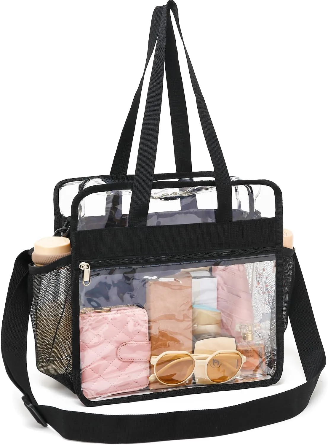 Clear Bag Stadium Approved, Clear Beach Lunch Bag Shoulder Tote Bag - Zipper Closure, Adjustable Strap, See-Through