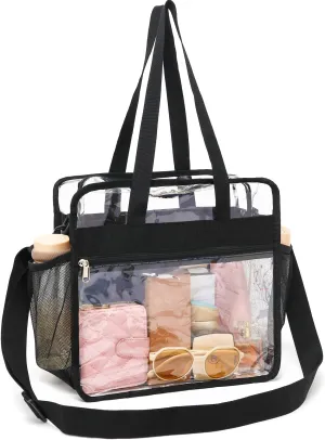 Clear Bag Stadium Approved, Clear Beach Lunch Bag Shoulder Tote Bag - Zipper Closure, Adjustable Strap, See-Through