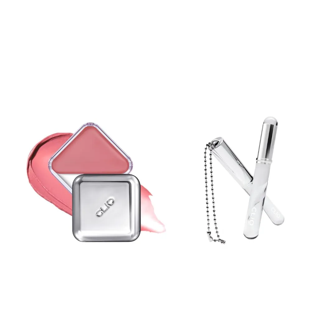 CLIO Essential Lip & Cheek Tap   Sillicone Lip Brush Bundle, 02 Bunny Flush