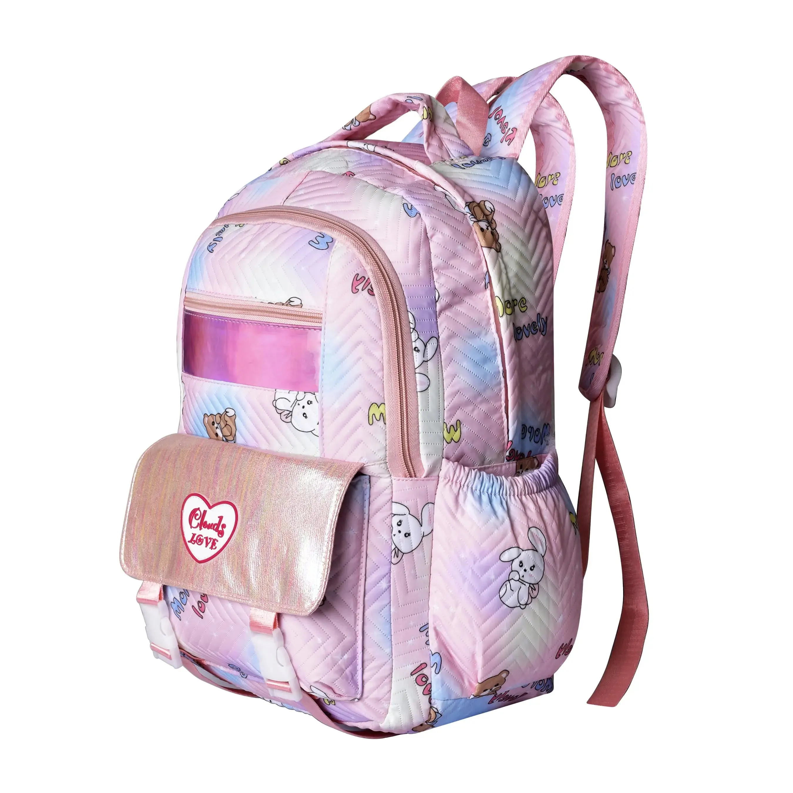 clouds love 15.6 Inch College Cute Bookbag Anti Theft Women Casual backpack for Teen School Girls laptop bag (Peach)