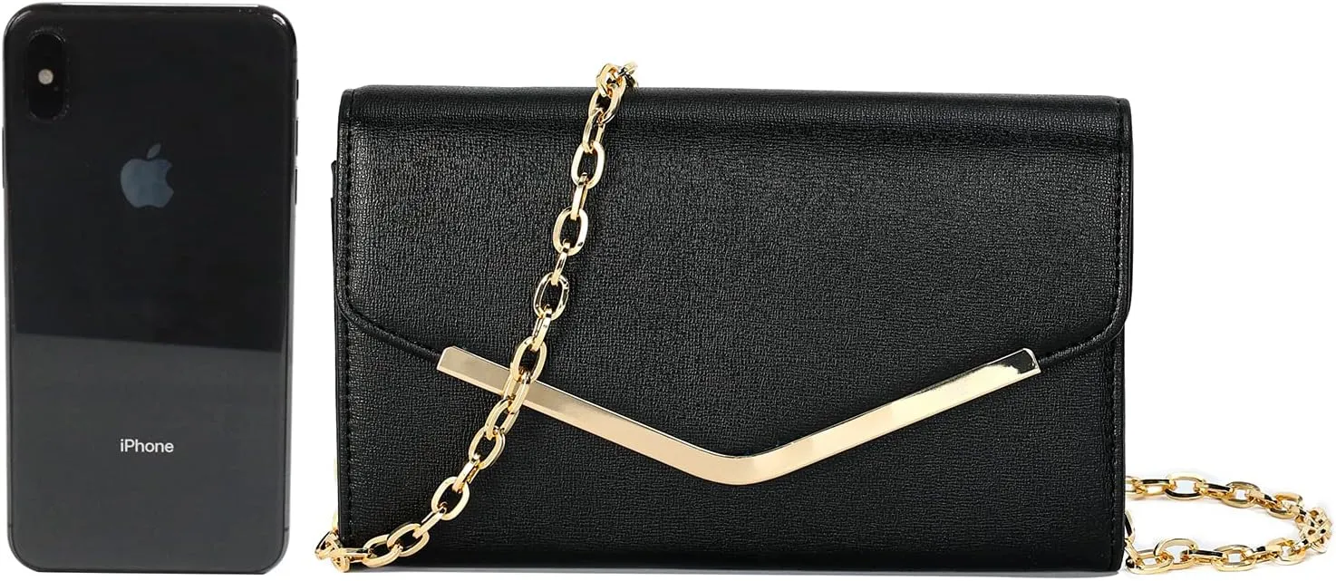 Clutch Purse Evening Bag for Women, Envelope Handbag With Detachable Chain for Wedding and Party